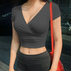 Sexy V-neck Crop Top - Unisex Vogue