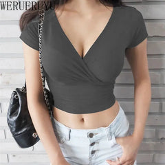 Sexy V-neck Crop Top - Unisex Vogue